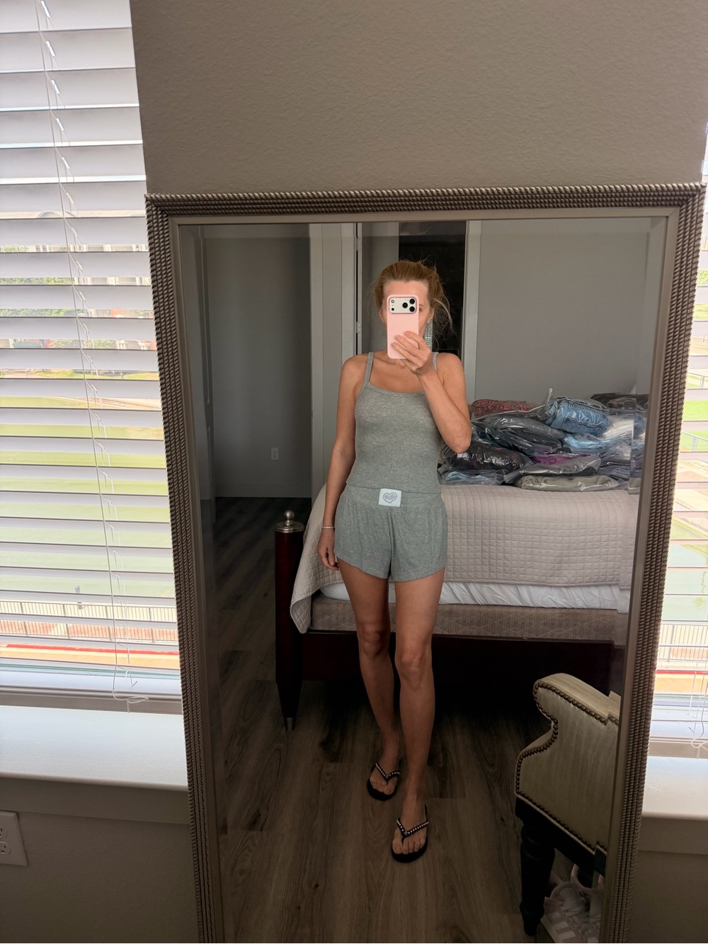 Gray Two-Piece Lounge Set - Tank Top & Shorts